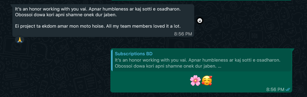 Subscriptions BD chat screenshot